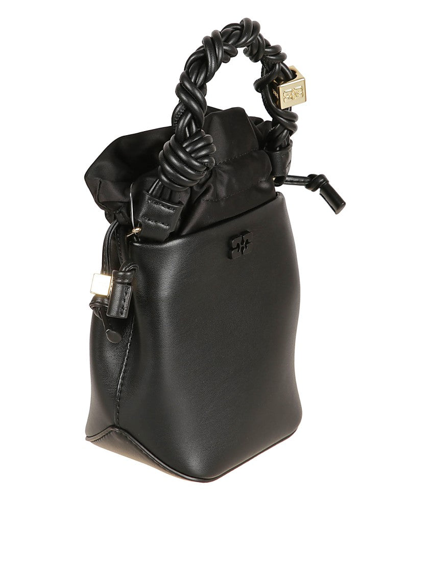 Ganni Bucket Bag In Recycled Leather With Embossed Logo