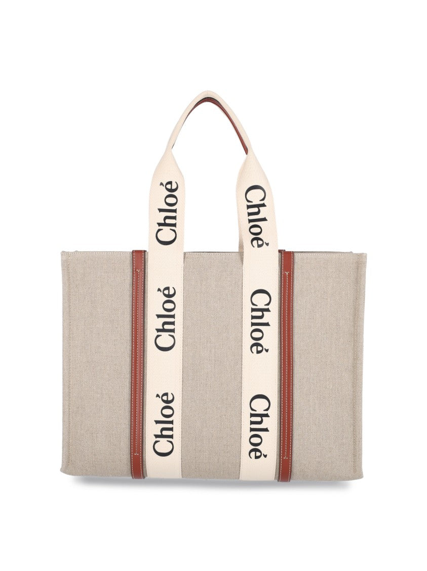 Chloé "Woody" Medium Tote Bag Beige