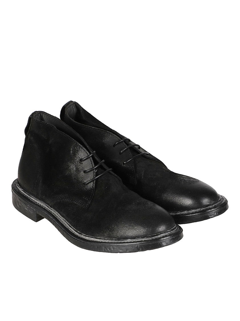 Moma Minimalist Black Calf Leather Ankle Boots