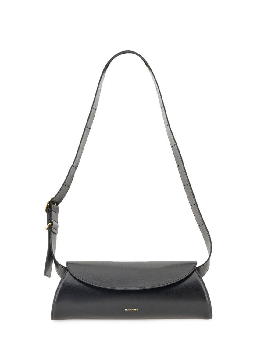 Jil Sander Black Cannoli Structured Leather Shoulder Bag