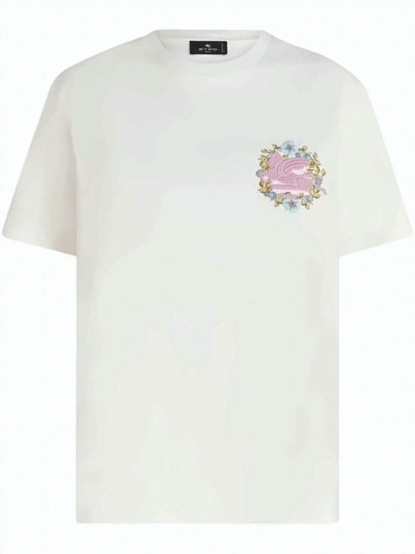 Etro Boxy-Cut Short-Sleeved Cotton T-Shirt With Floral Emblem