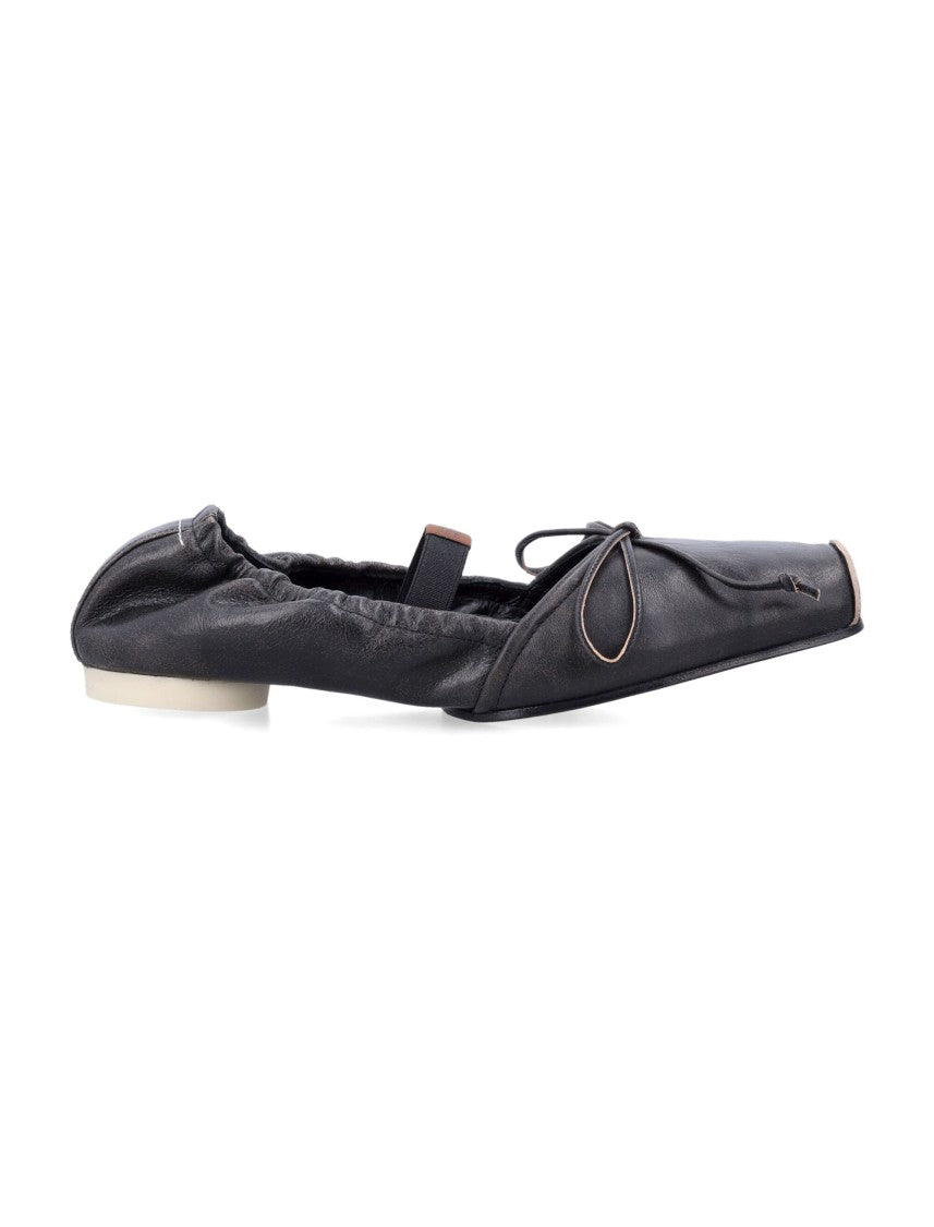 Mm6 By Maison Margiela Square-Toe Leather Ballerinas