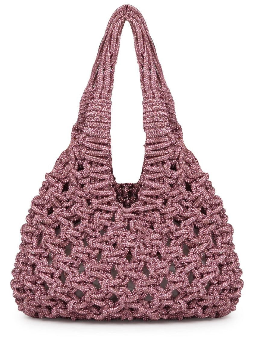 Hibourama Chunky Woven Pink Resin Shoulder Bag