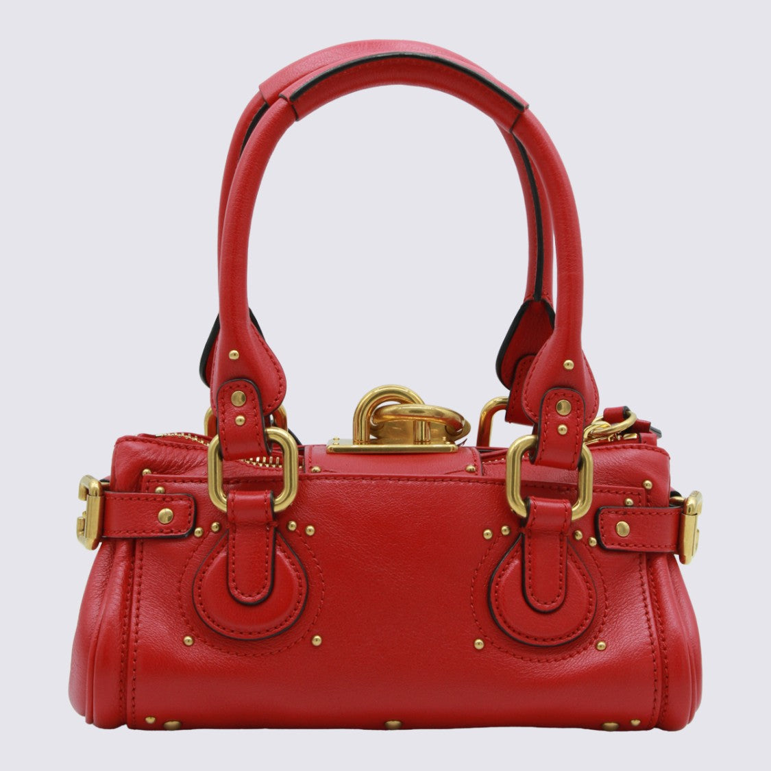 Chloé Structured Handbag In Bold Red Leather With Gold-Tone Accents