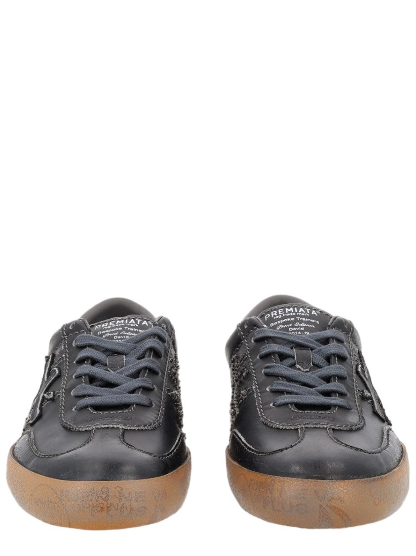Premiata Black Smooth Finish Vintage Sole Low-Top Sneakers