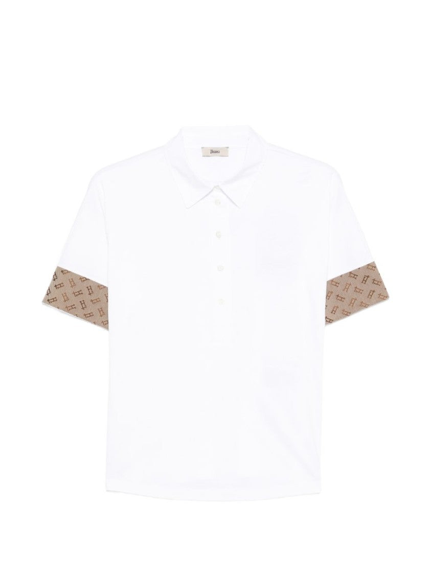 Herno White Patterned Cuff Polo Shirt