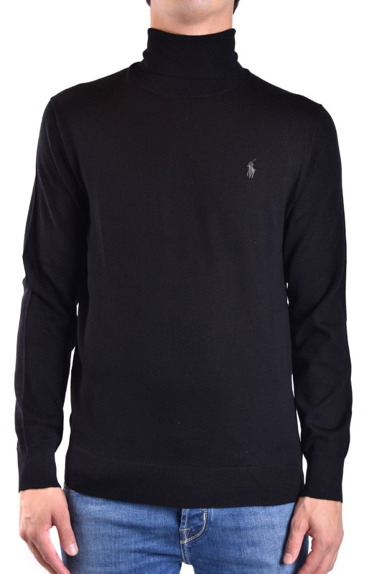 Polo Ralph Lauren Fitted Black Wool Turtleneck Sweater