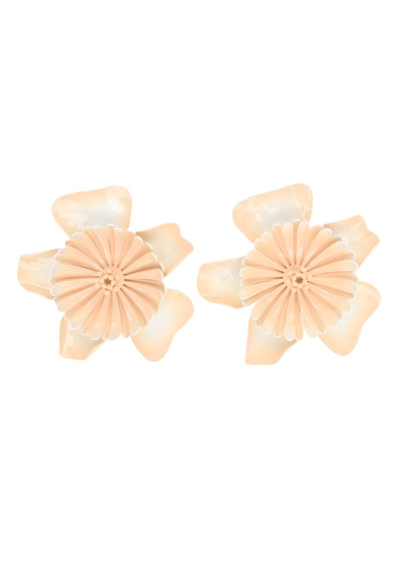 Chloé Bloom Layered Floral Brass Clip-On Earrings