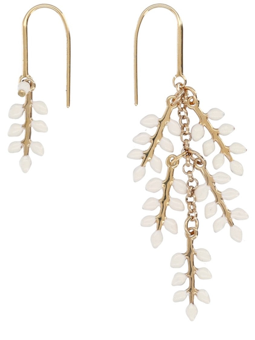 Isabel Marant Gold Asymmetrical Cascading Leaf Earrings Jewelry