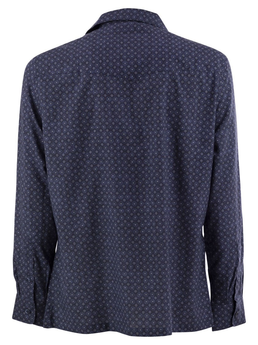Brunello Cucinelli Geometric Print Easy Fit Twill Shirt
