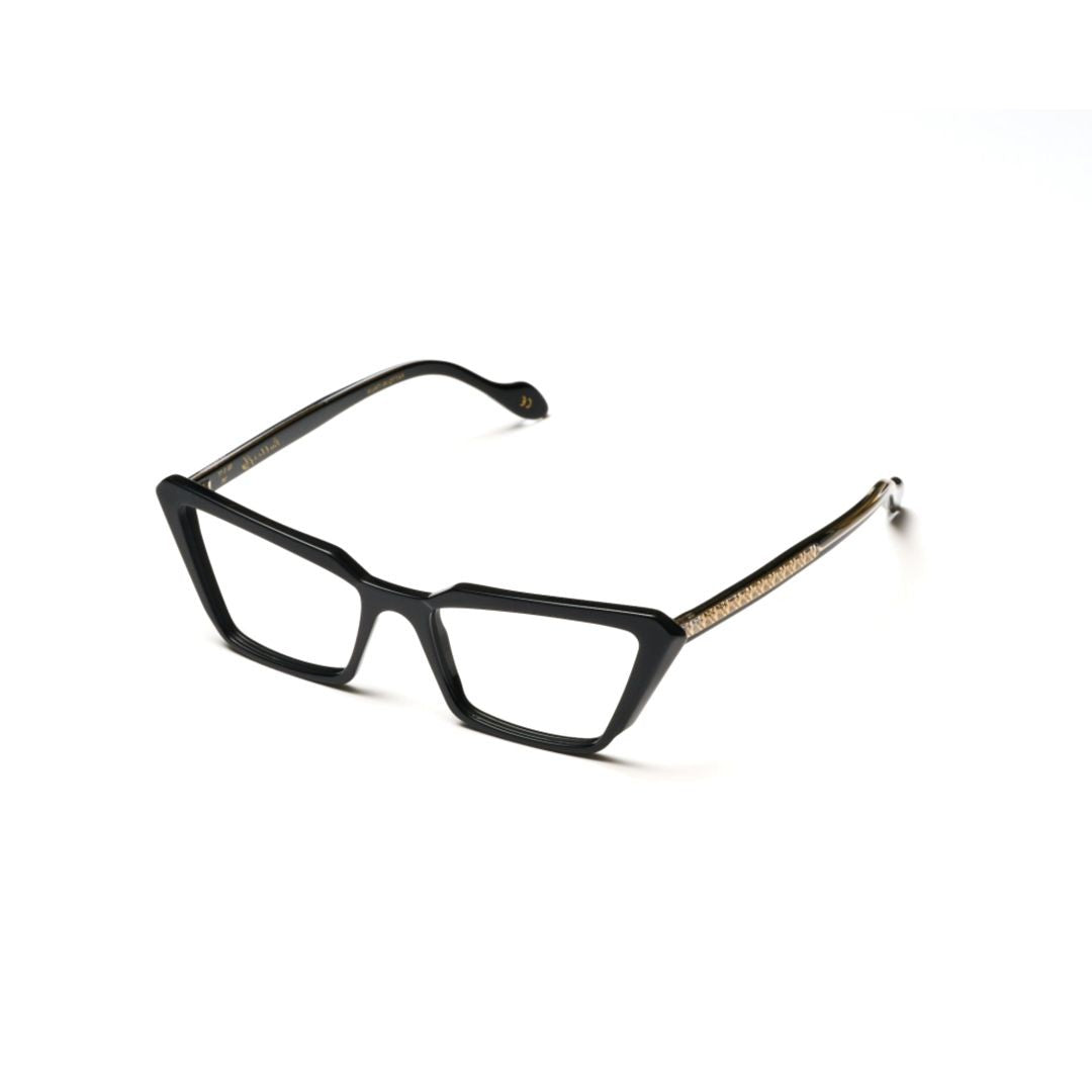 Kador Butterfly Glamour-V Angular Cat-Eye Sunglasses With Stylish Gold Accents