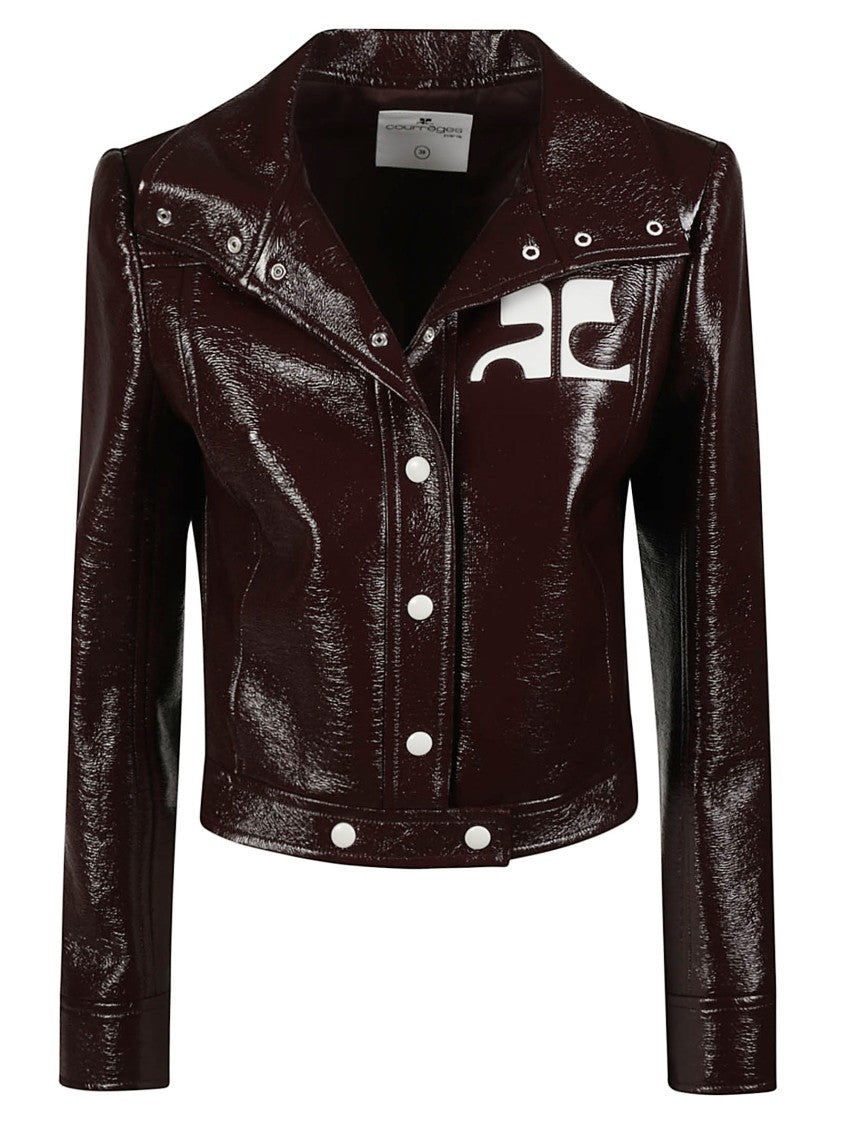 Courrèges Reedition Vinyl Burgundy Cropped Jacket
