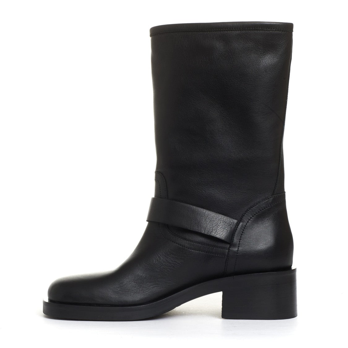 Strategia Biker Ankle Boots with Square Toe and Buckles