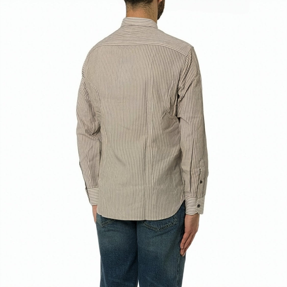 Emporio Armani Beige And White Striped Shirt