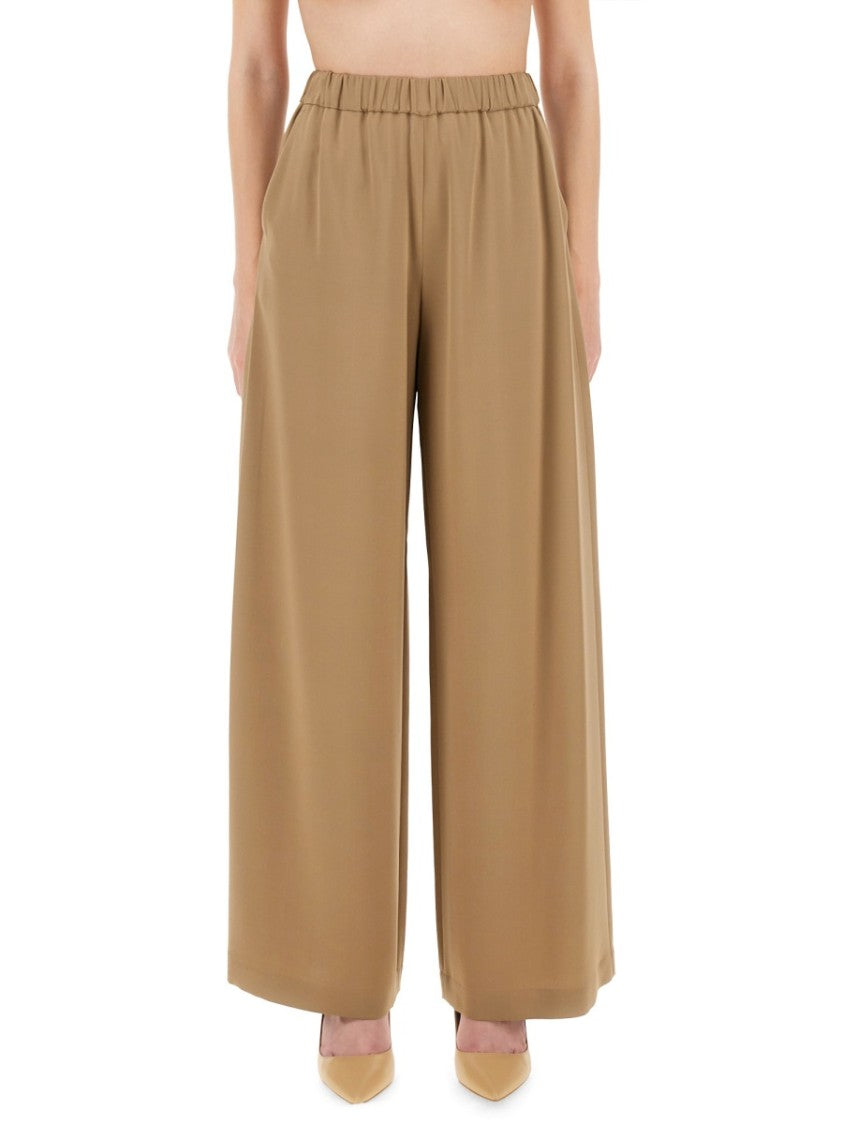 Max Mara Wide-Leg Pants With Elastic Waistband And Smooth Drape