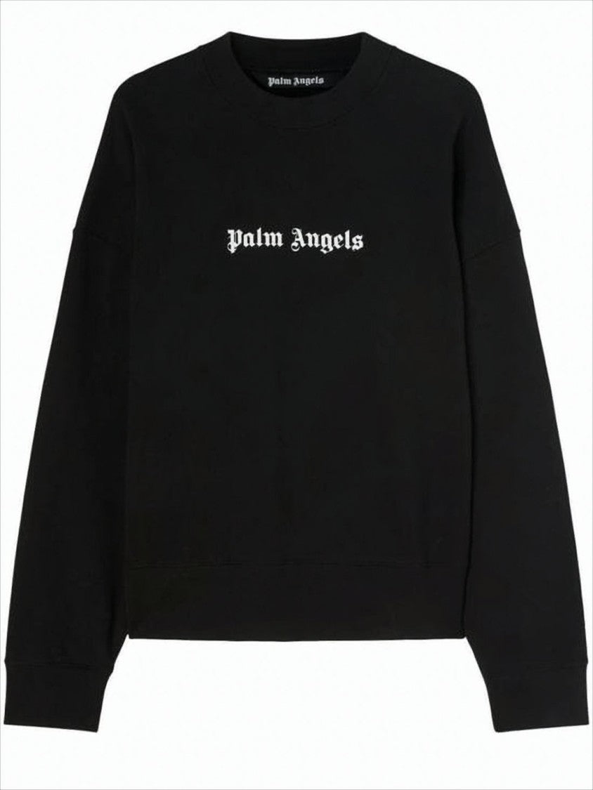 Palm Angels Black Long-Sleeve T-Shirt With Gothic Logo