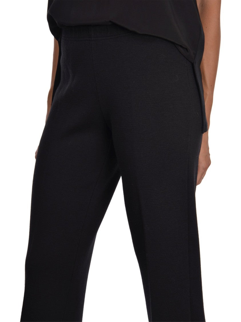Gran Sasso Straight-Leg Black Wool Pants With Elastic Waistband