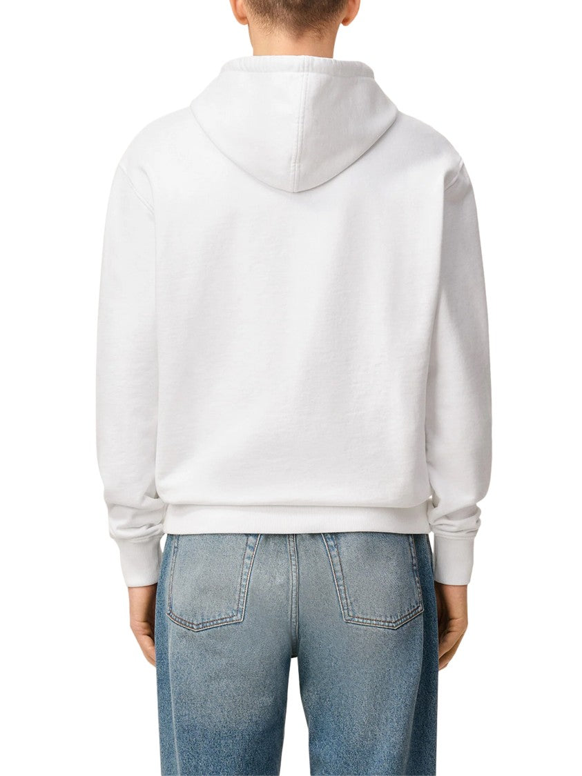 Ami Minimalist White Knit Sweater With Ribbed Cuffs