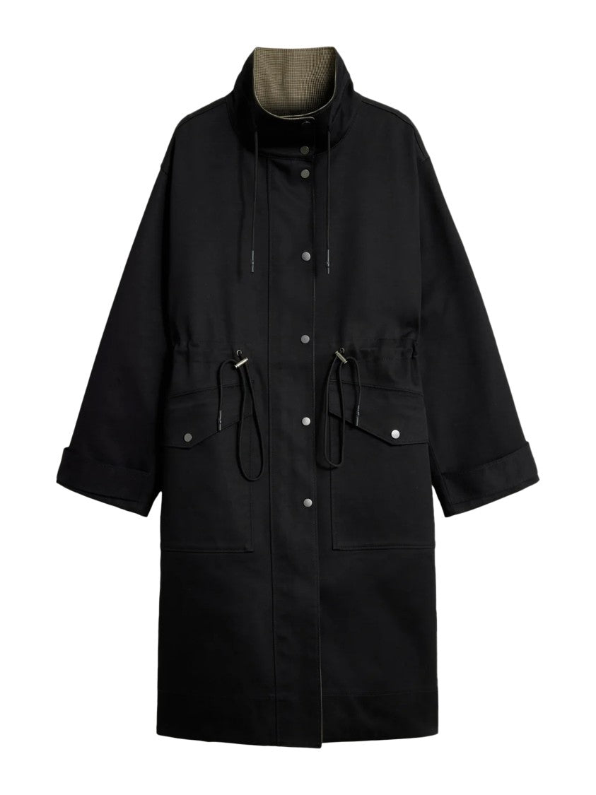 Soeur Black Light High Collar Flap Pockets Coat