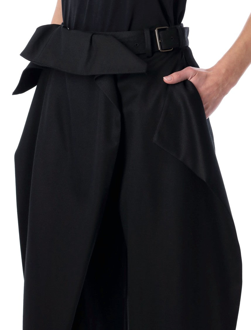 J. W. Anderson Folded Waist Black Trousers With Antique Brass Buckle