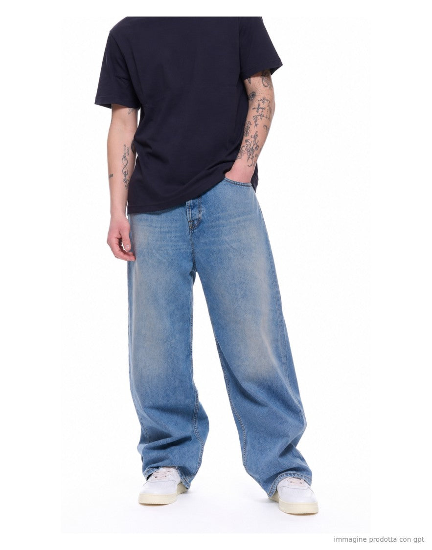 Nine In The Morning Blue Tito Relaxed Fit Baggy Jeans