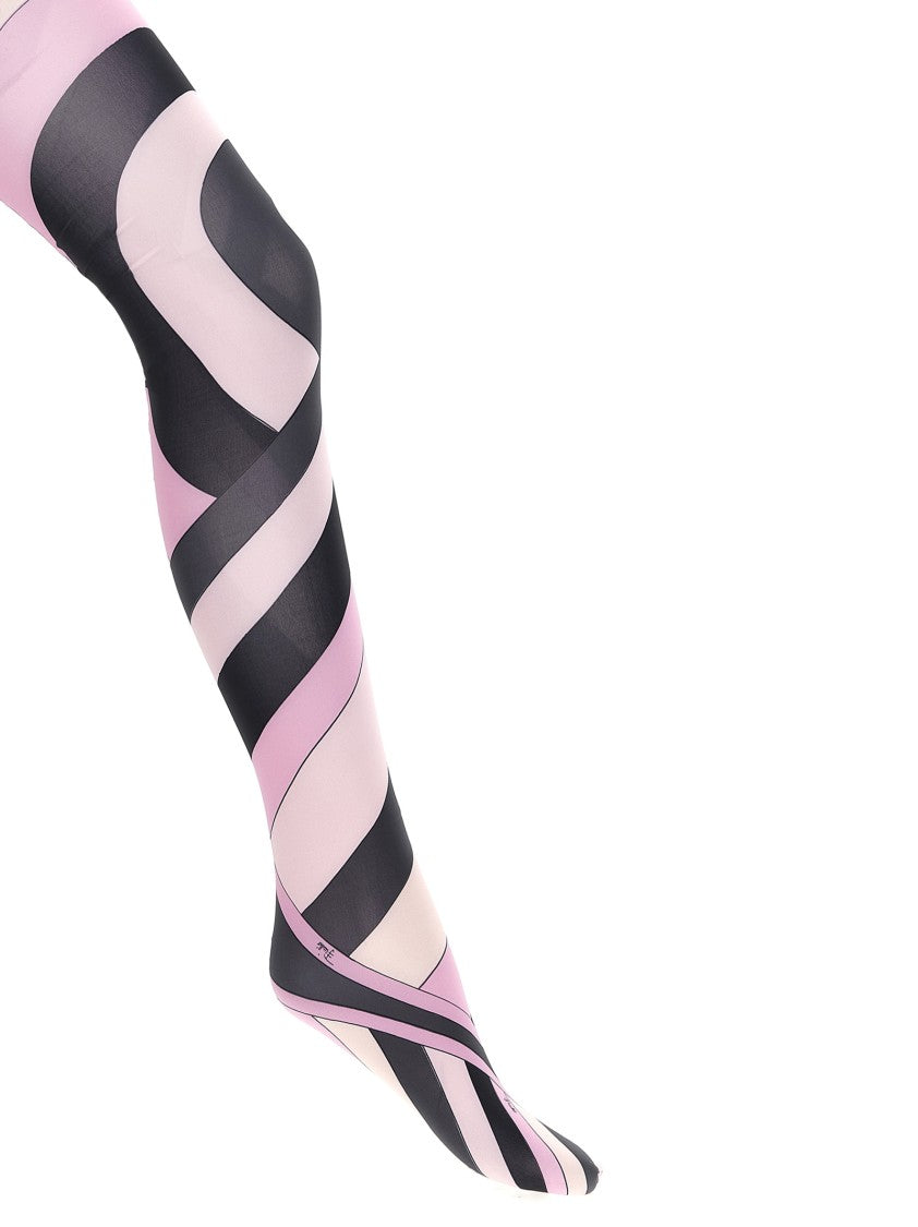 Emilio Pucci Bold Swirling Pattern Tights With Elastic Waistband