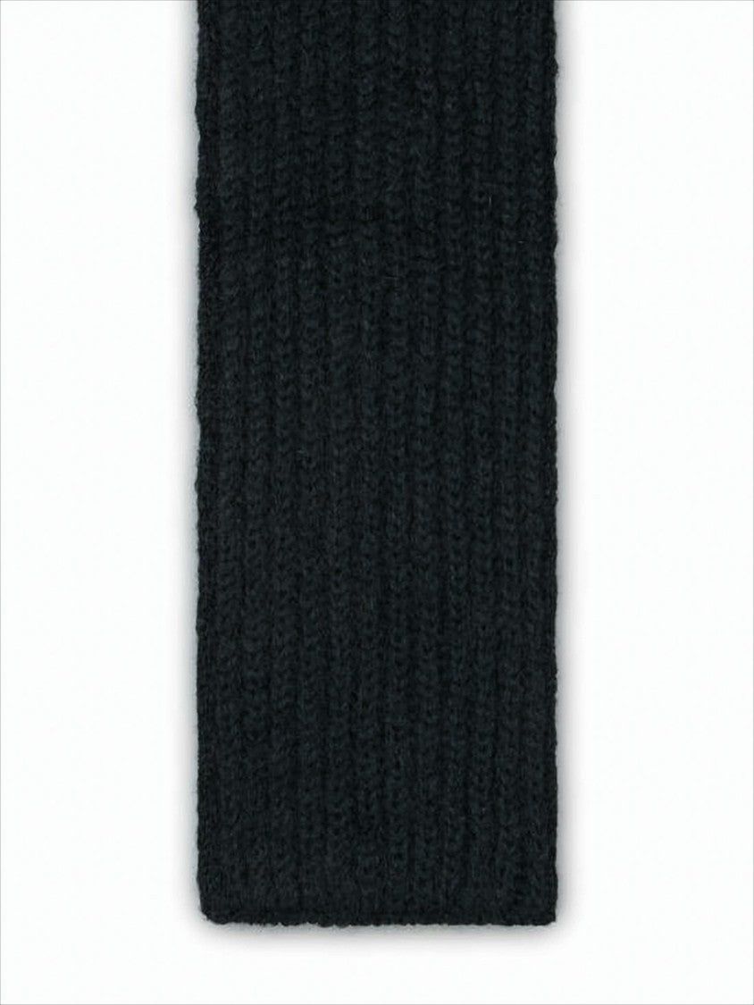 Jil Sander Ribbed Knit Scarf In Deep Black