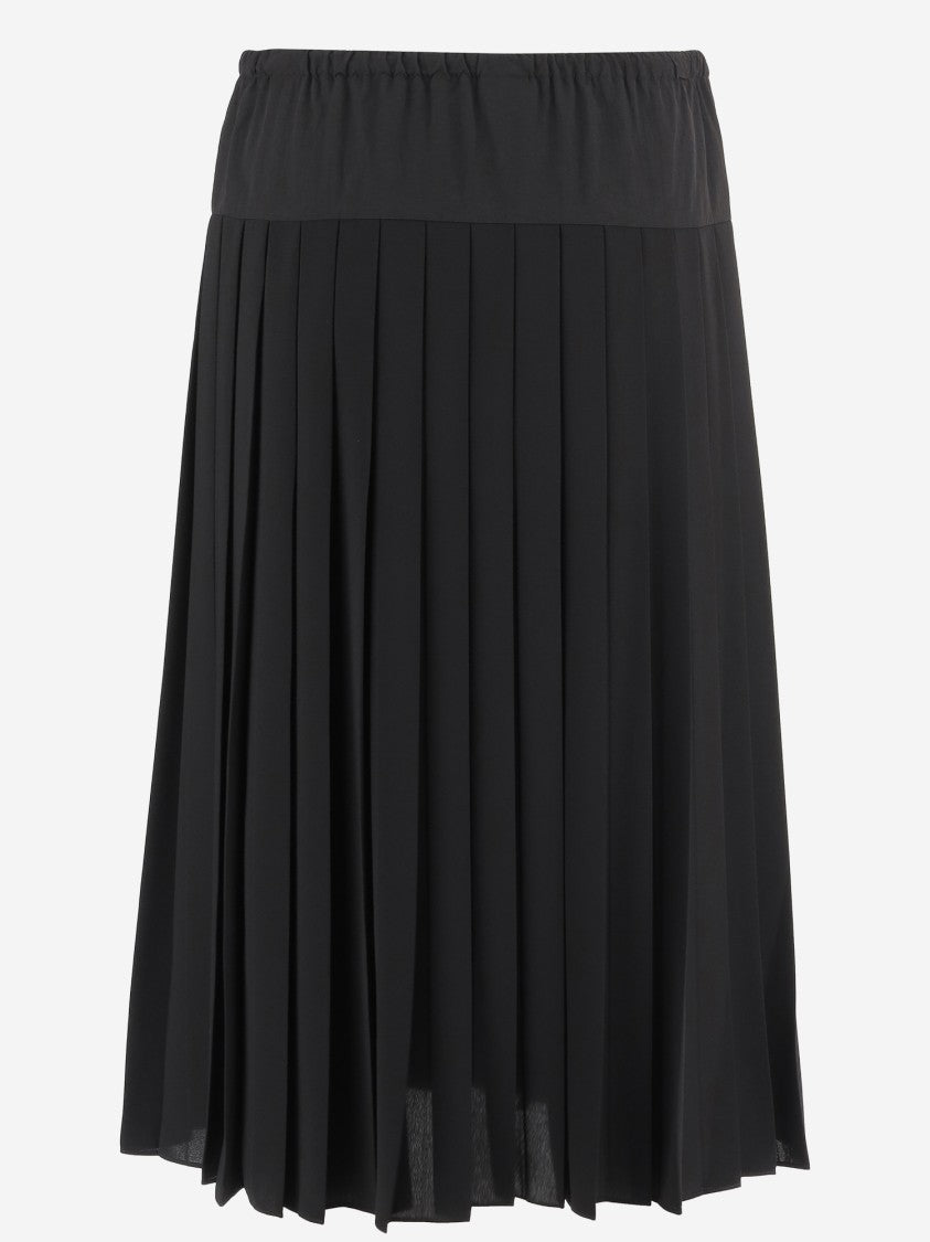Aspesi Pleated Black Skirt With Adjustable Drawstring Waistband