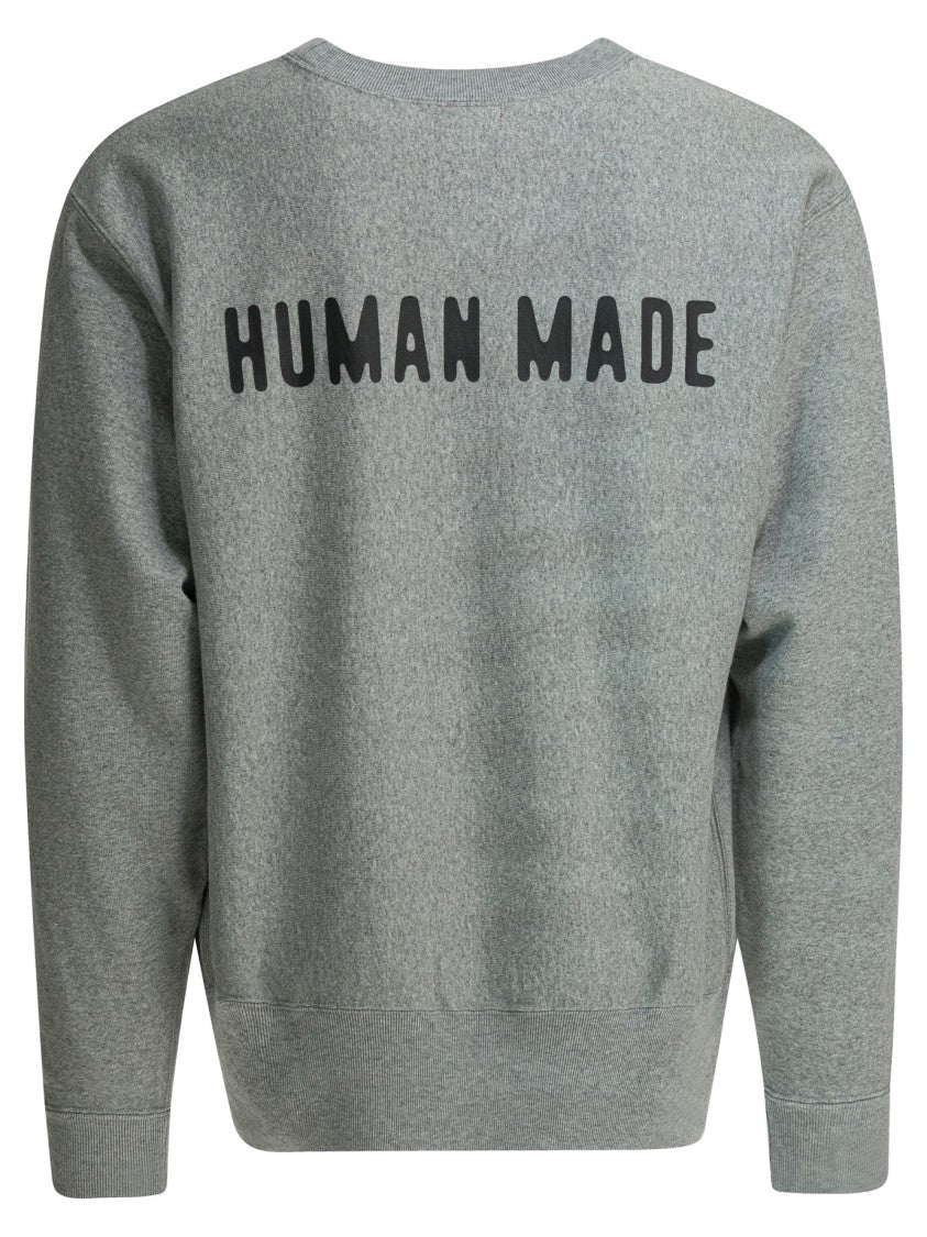 Human Made Heather Grey Cotton Sweatshirt With Heart Logo