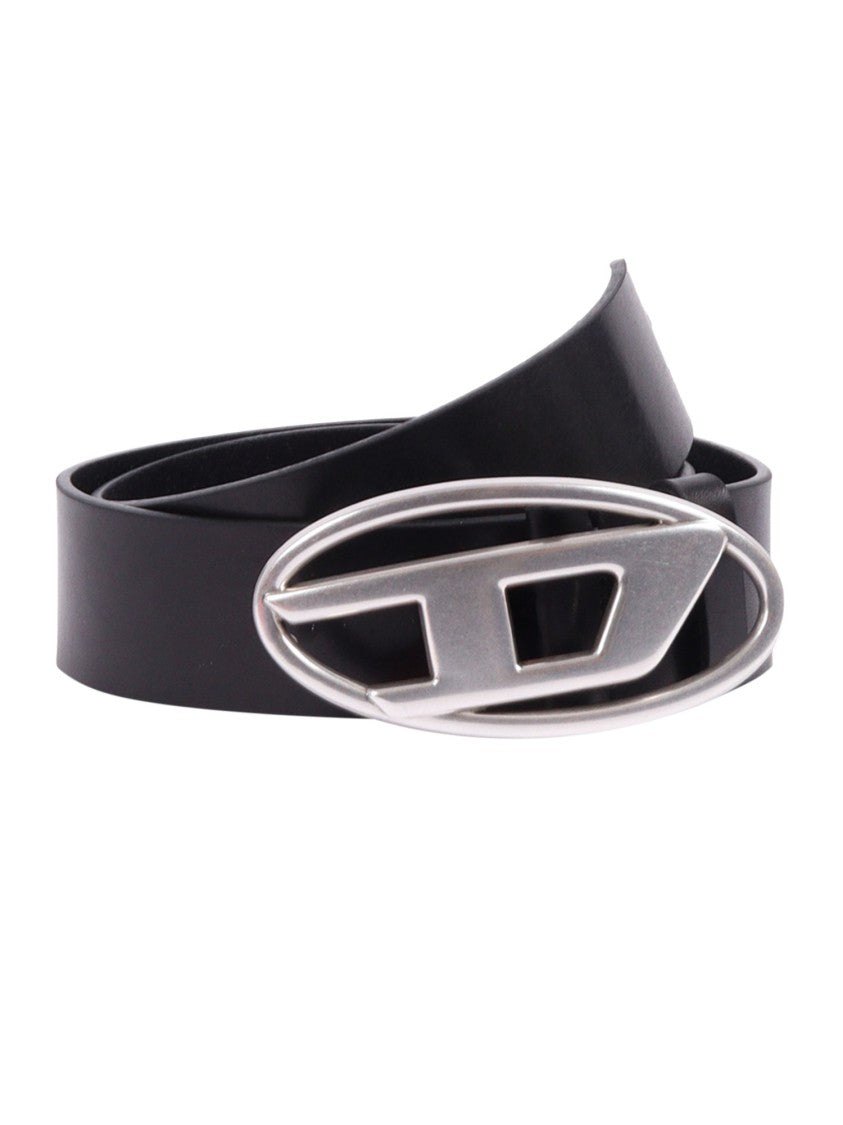 Diesel Black Polyurethane Oval Buckle Belt
