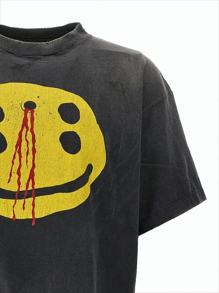 Saint Mxxxxxx Distressed Black T-Shirt With Graphic And Boxy Fit