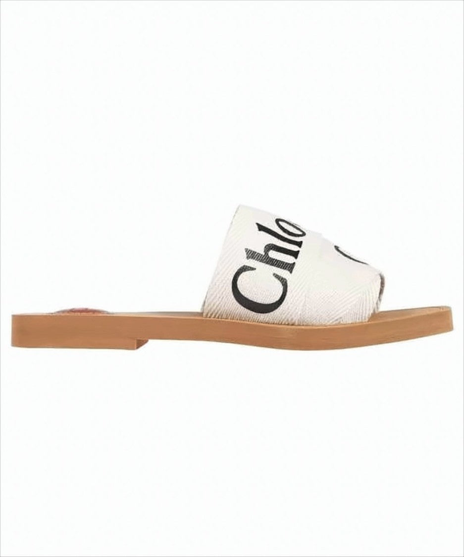 Chloé Flat Slide Sandals With Bold Text