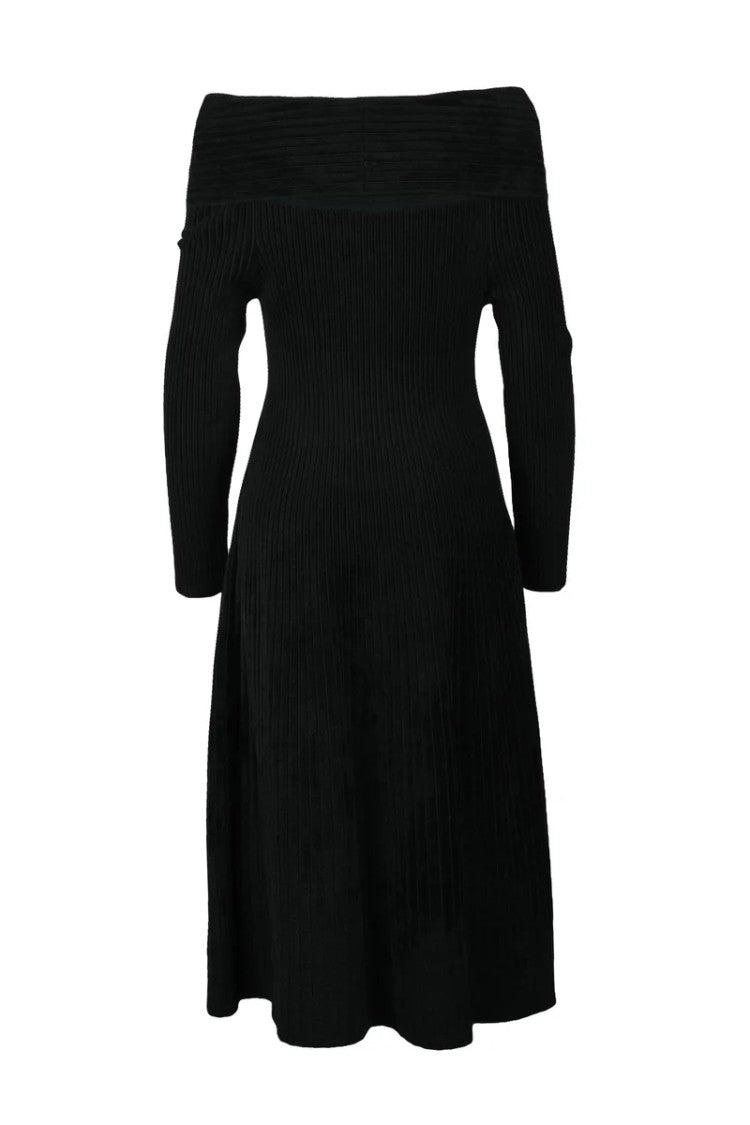 Antonino Valenti Long Chenille Boat Neck Dress - Black