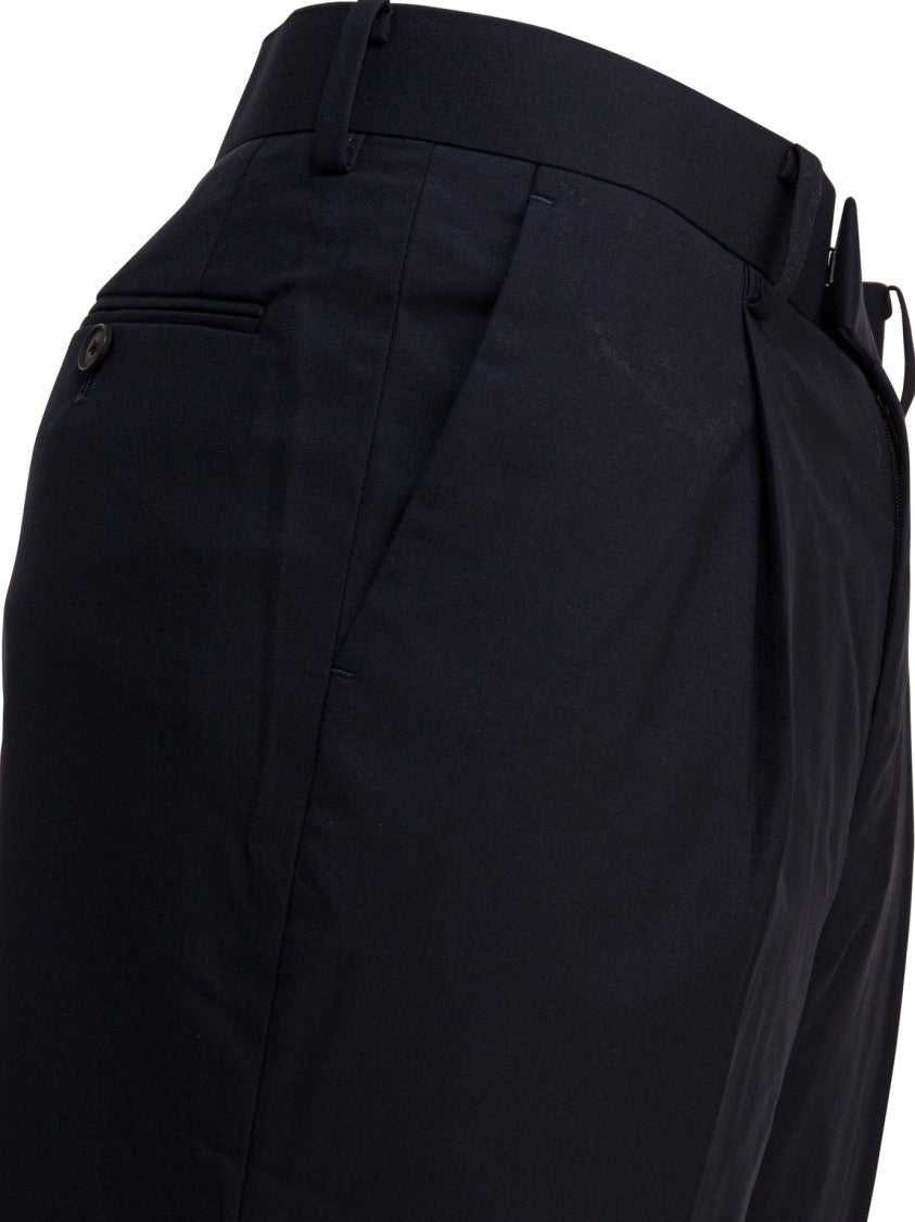 Auralee Tapered Black Wool Pants With Double Weave