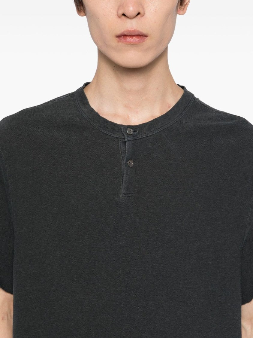 James Perse Relaxed-Fit Short-Sleeve T-Shirt With Two-Button Placket