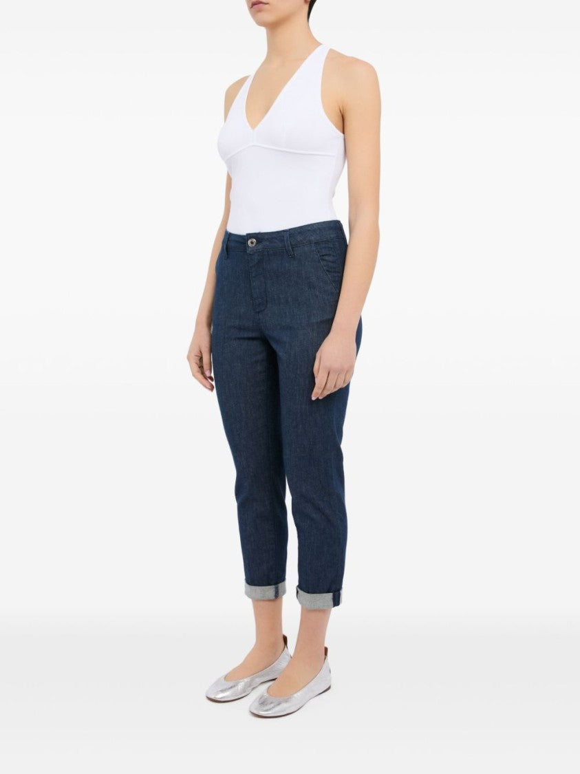 Cigala's Tapered Blue Jeans With Rolled Cuff