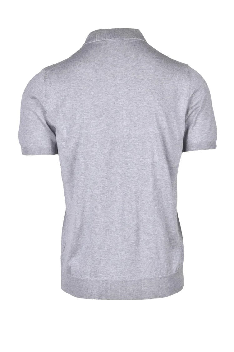 Fama Silk/Cotton Knit Polo - Light Grey