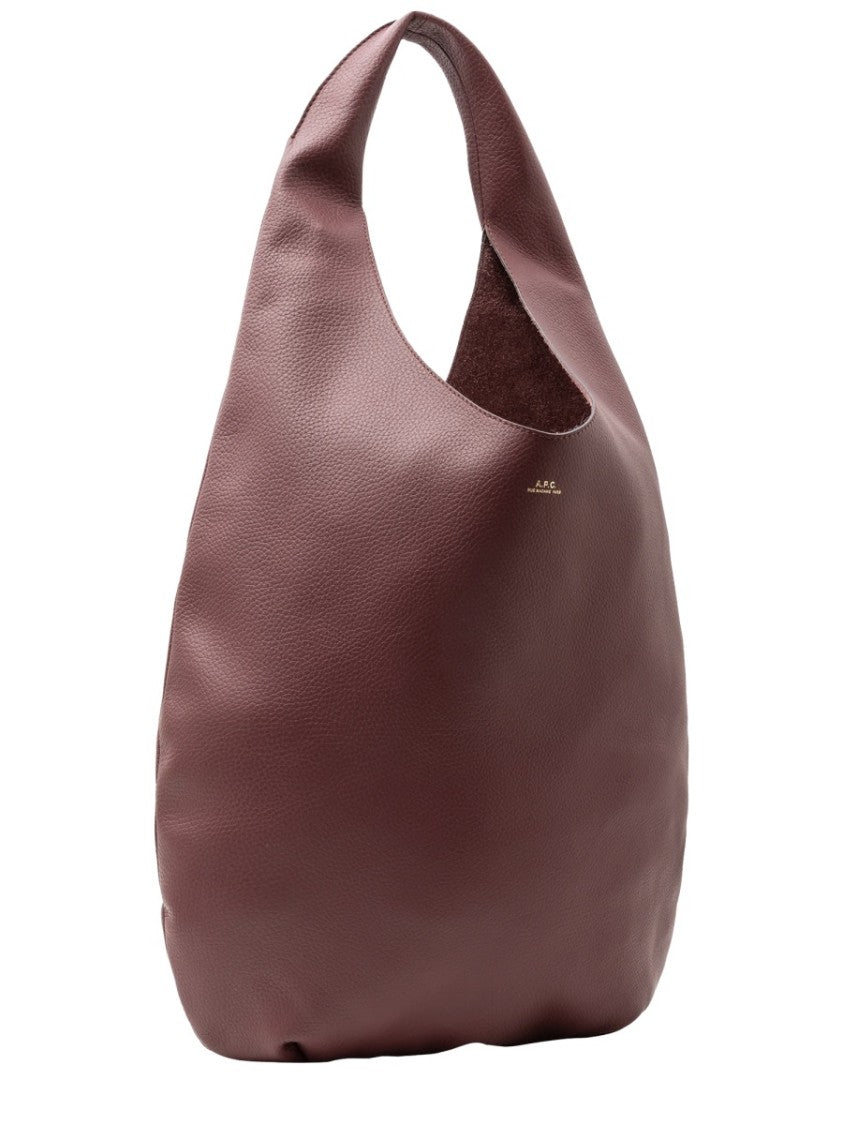 A.P.C. Large Slouchy Tote Bag With Discreet Logo In Burgundy