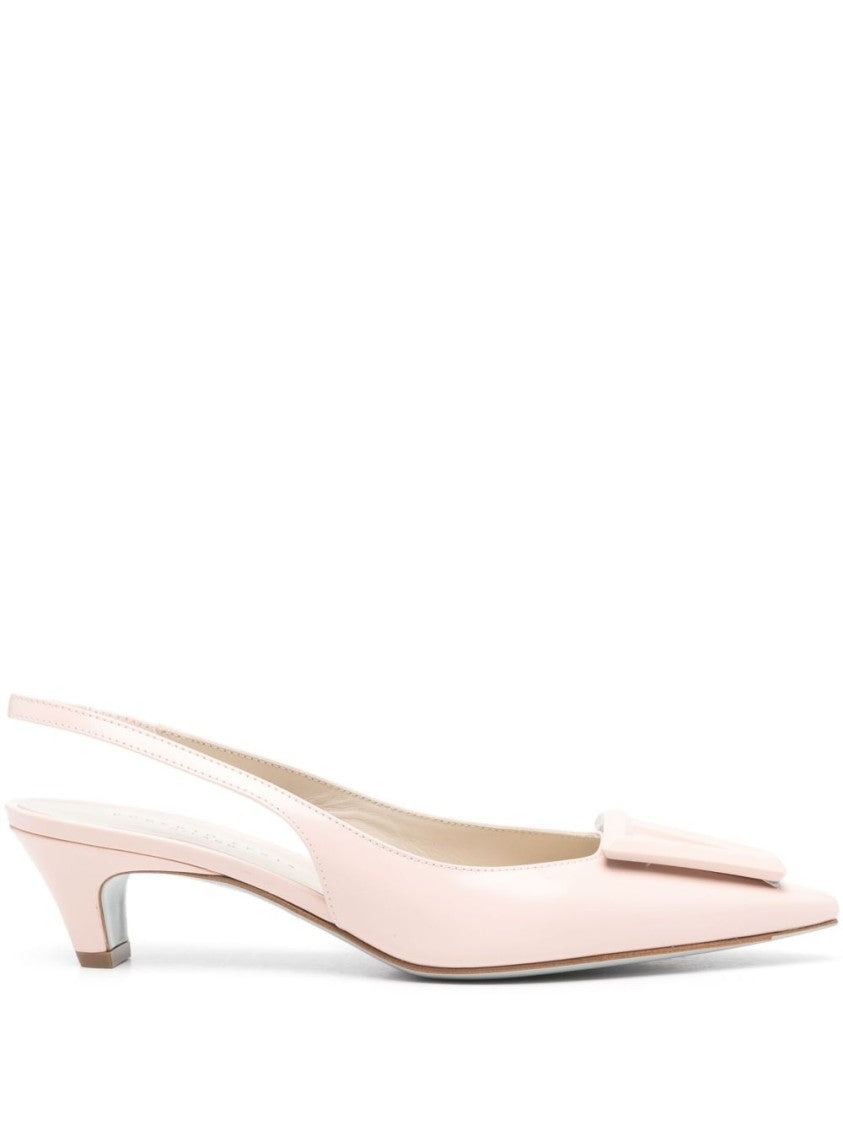 Roberto Festa Light Pink Elasticated Kitten Slingback