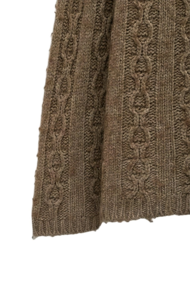 Our Legacy Textured Cable Knit Sweater In Rich Brown