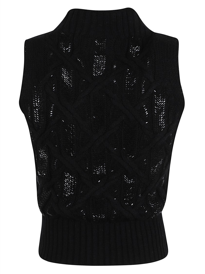 Ermanno Scervino Sleeveless Knitted Top With Openwork Patterns