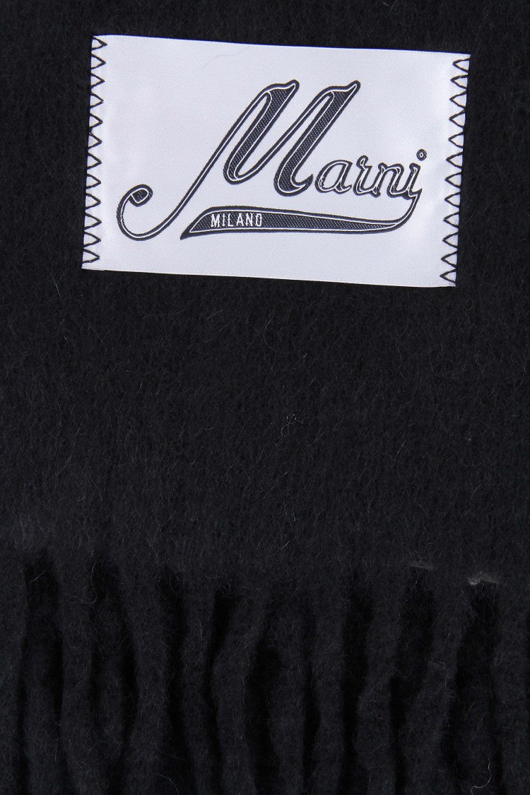Marni Fringed Black Alpaca Blend Scarf
