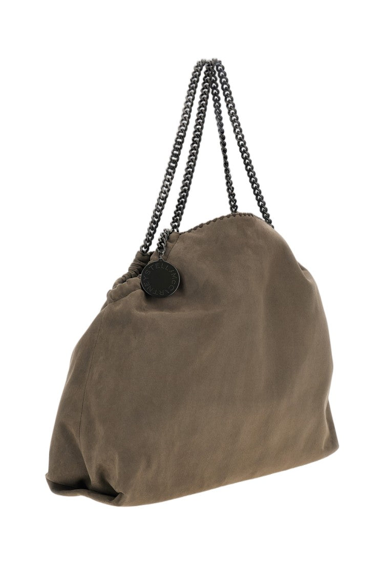 Stella Mccartney Grey Falabella Drawstring Large Suede Shoulder Bag