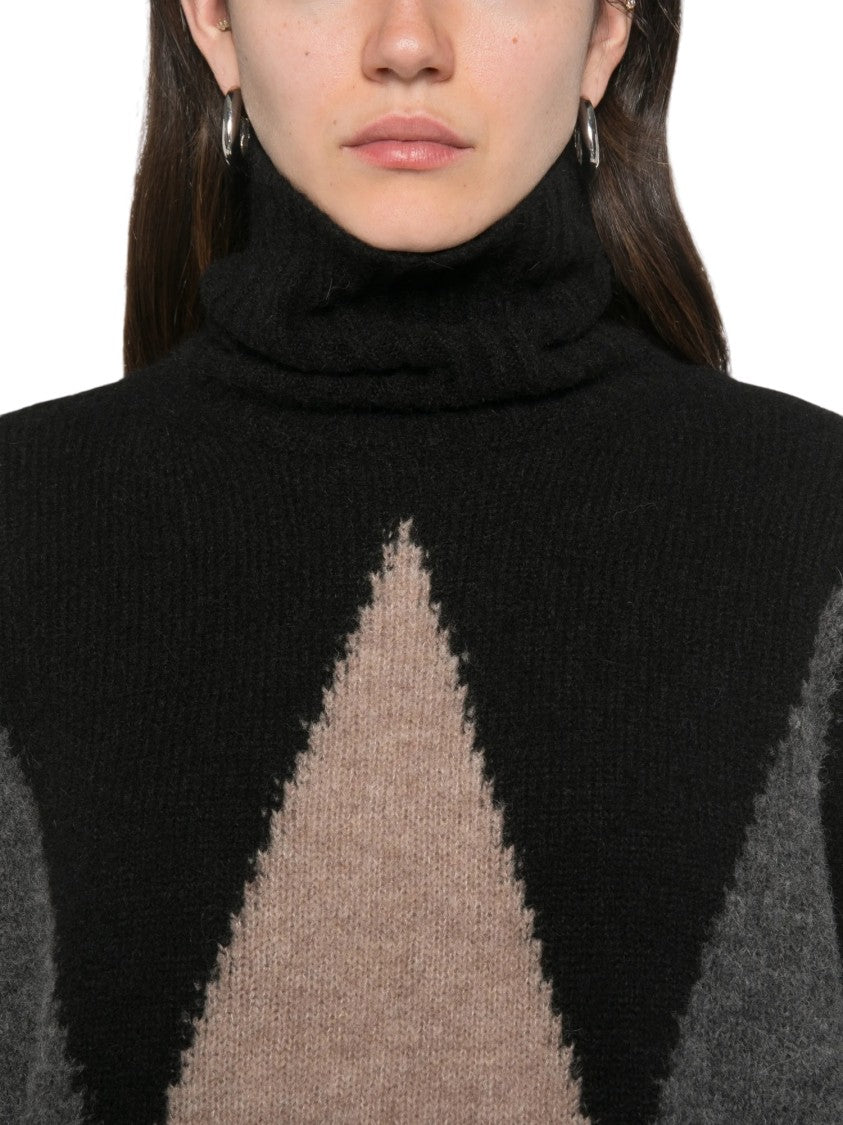 Jucca Argyle-Intarsia Roll-Neck Sweater