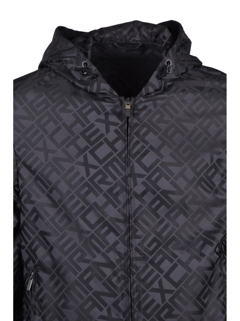 Armani Exchange Black Polyester Windbreaker Jacket
