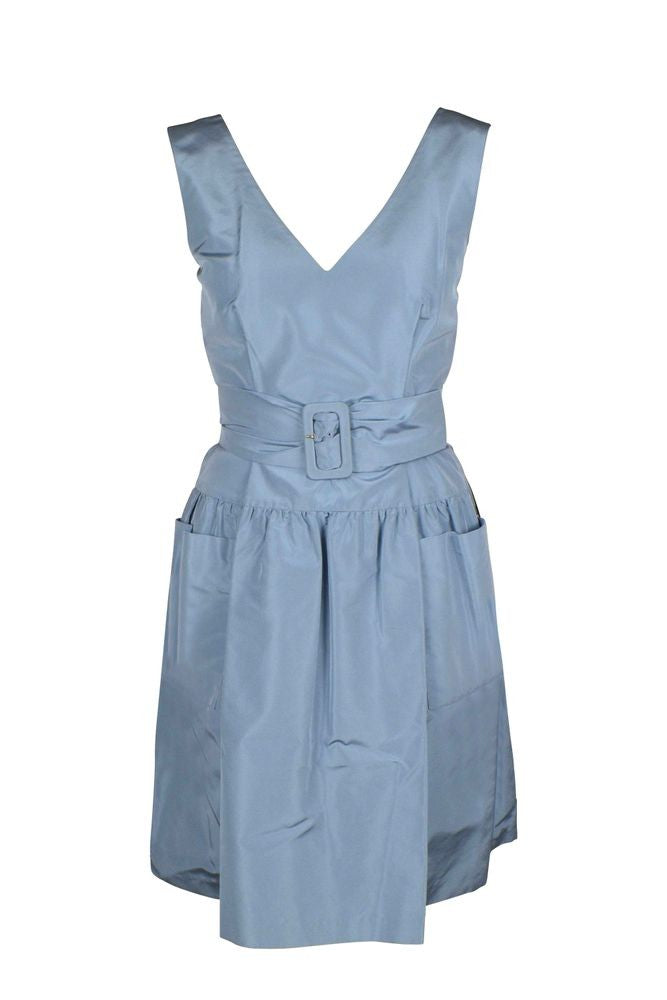 Prada V-Neck Mini Dress With Adjustable Belt