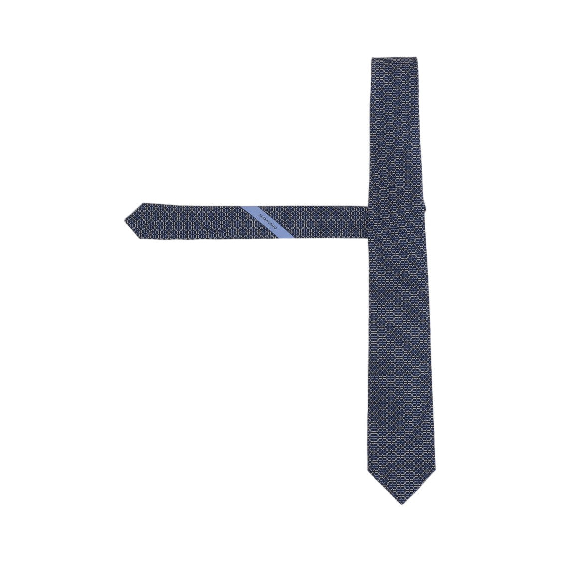 Salvatore Ferragamo Navy Patterned Silk Tie