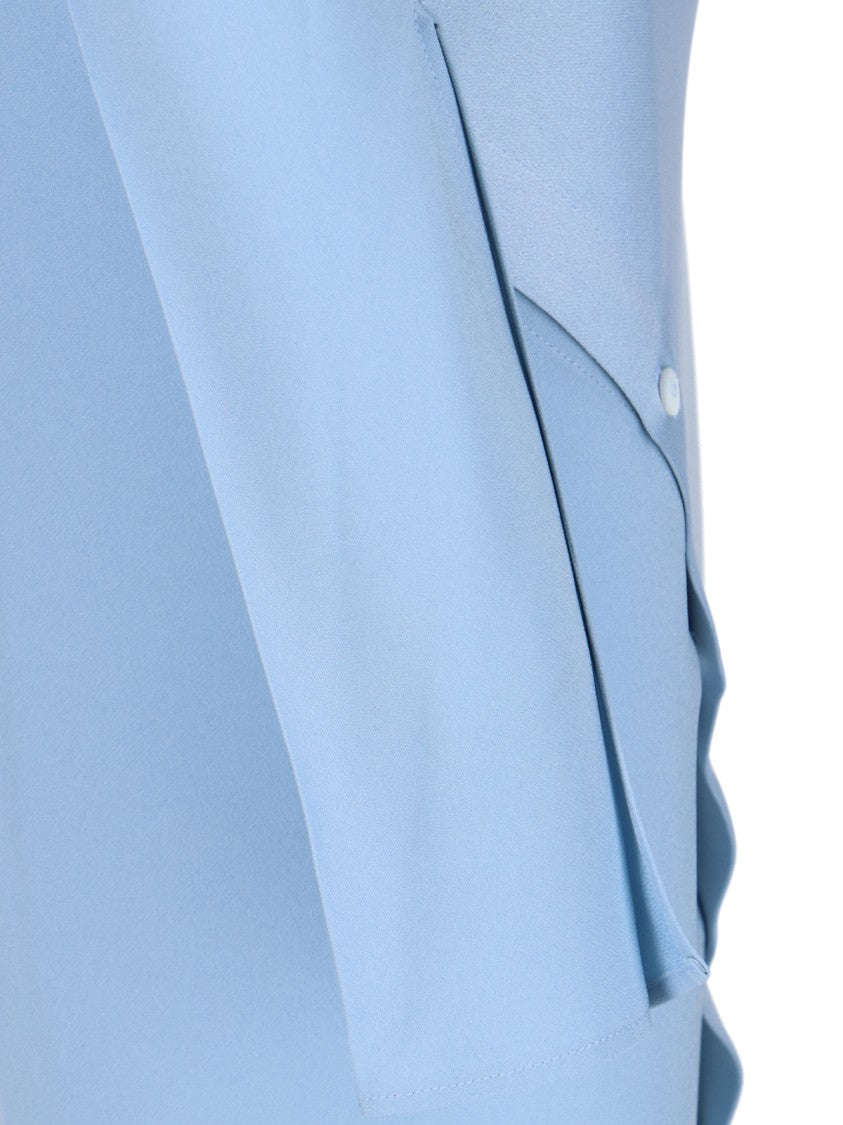 Setchu "Origami" Maxi Dress In Light Blue Satin Fabric