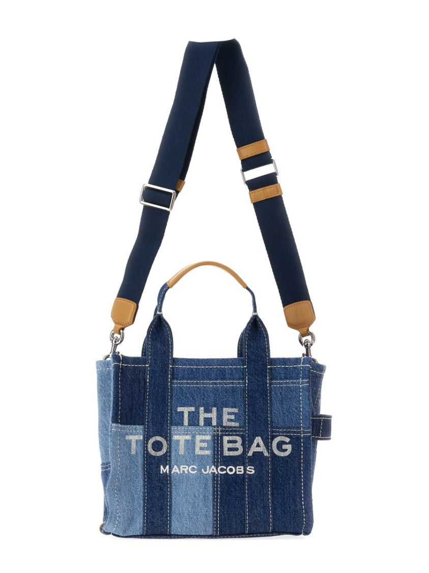 Marc Jacobs Blue Denim Patchwork Small Logo Tote Bag
