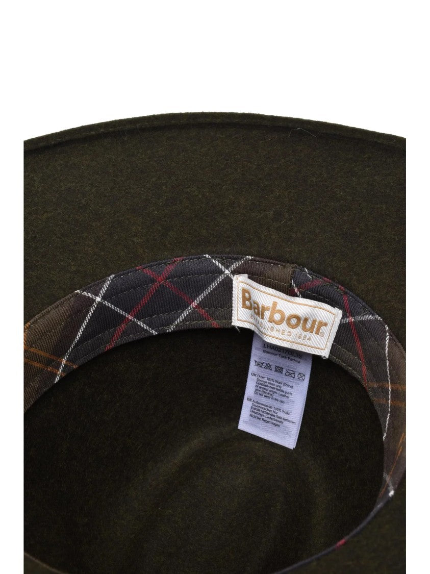 Barbour Olive Green Wool Structured Hat